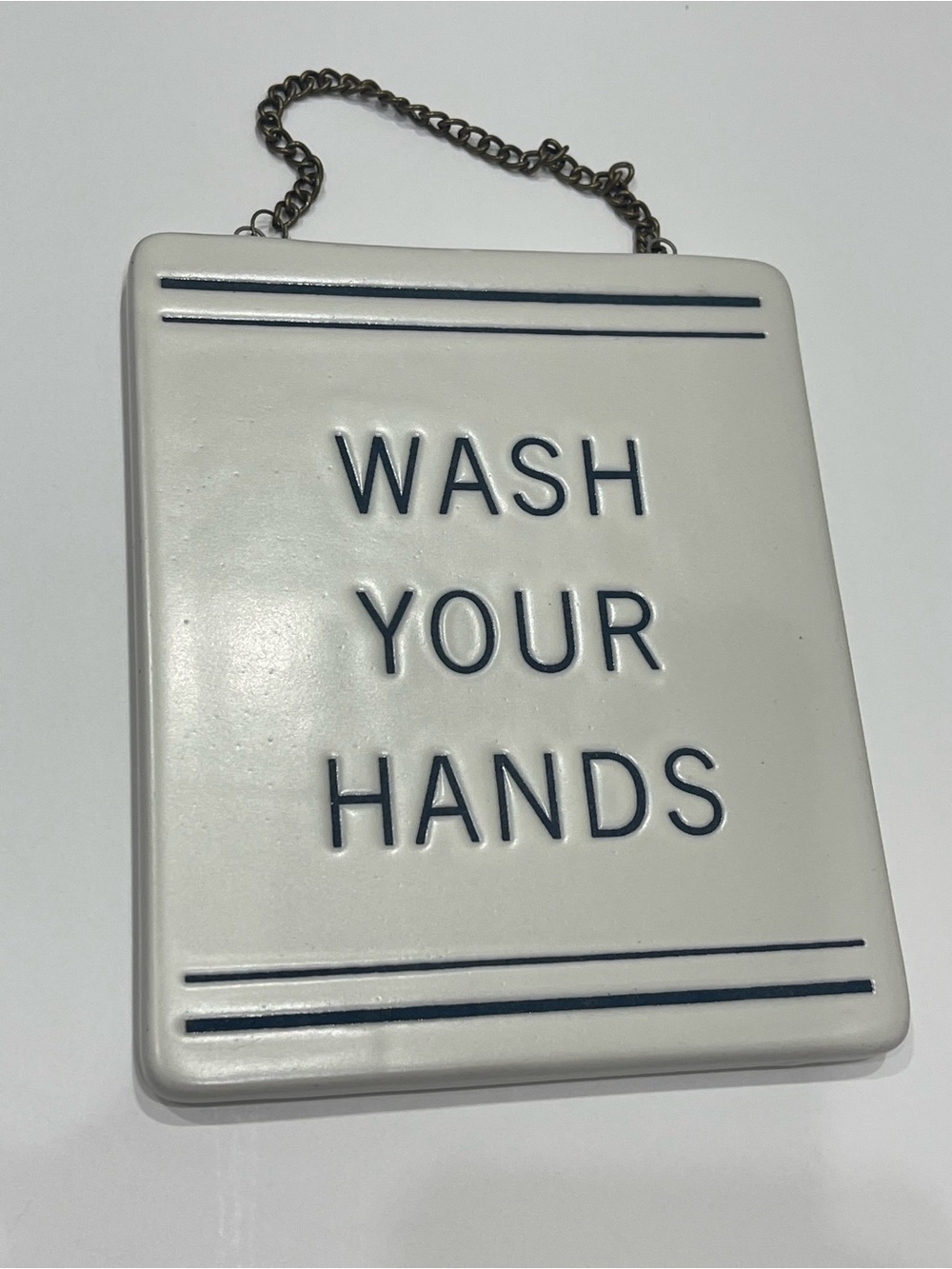 Hearth & Hand White Stoneware "Wash Your Hands" Wall Plaque